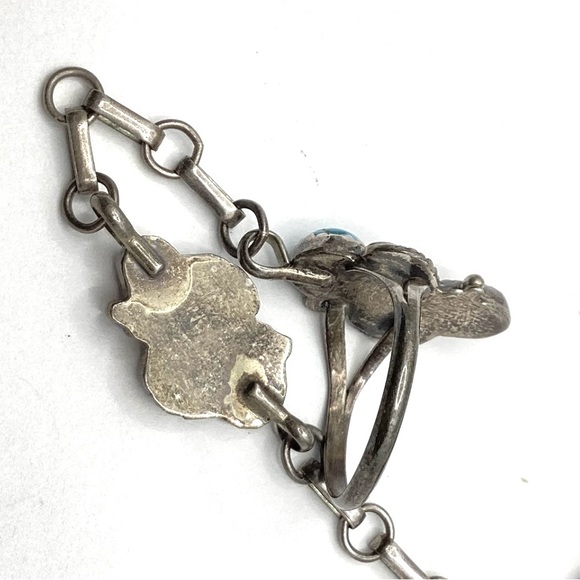 Signed - Benson Yazzie, Navajo. Vntg Sterling Turquoise Coral Slave Cuff / Ring - Picture 3 of 5